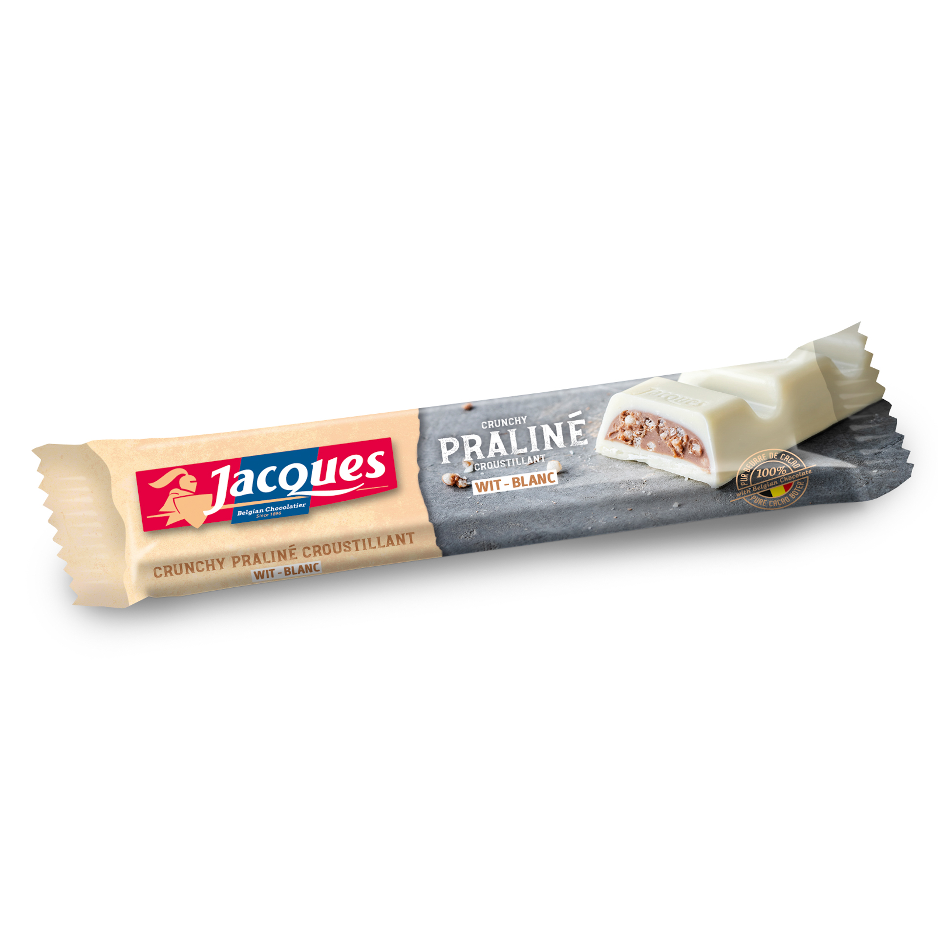 BATON Wit crunchy praline – Chocolade Jacques
